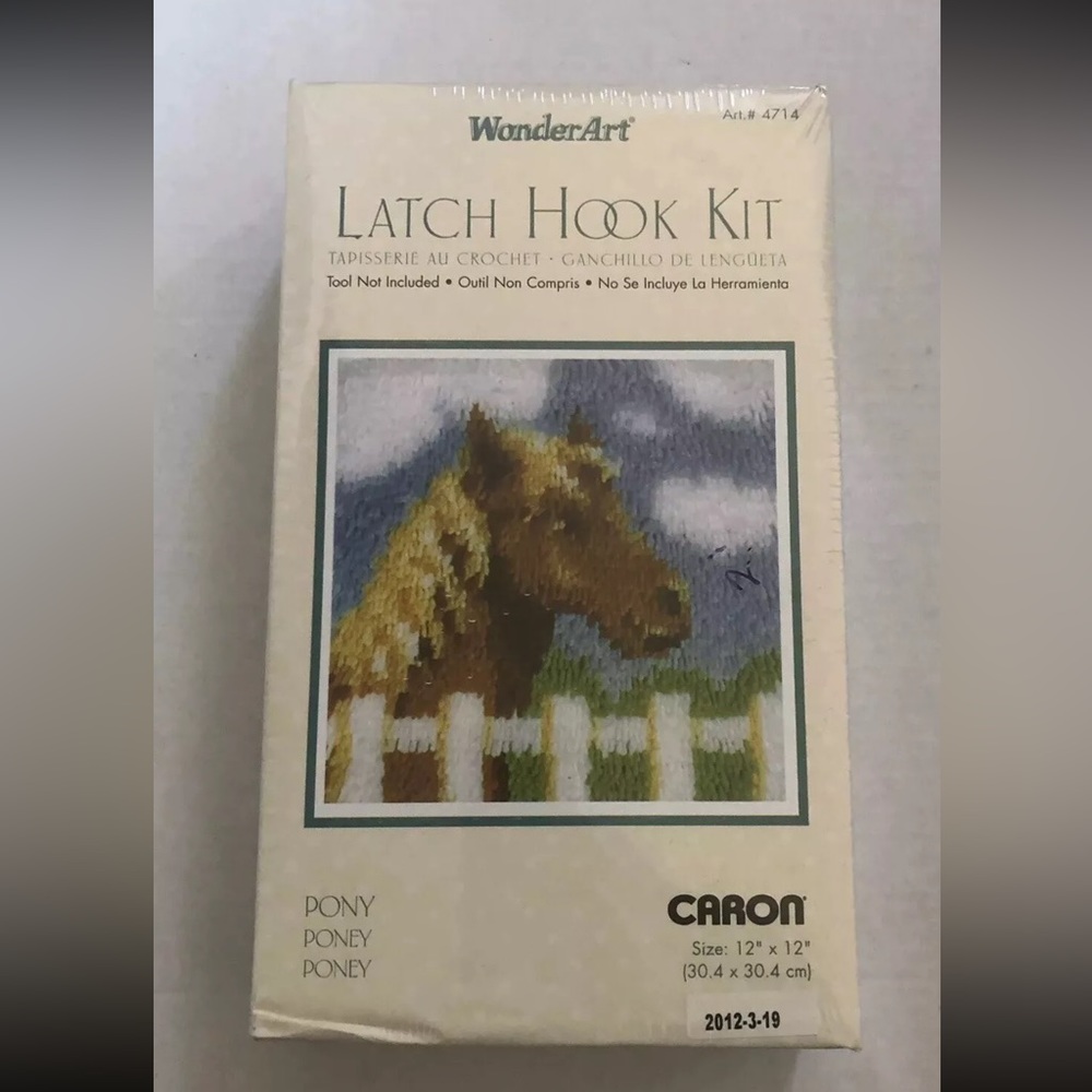 Wonderart Latch Hook Kit #4714 Pony Horse by fence, 12" x 12" vintage NOS crafts